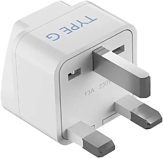 آداپتور Ceptics برای انگلیس، هند به امارات، هنگ کنگ، دبی، دوشاخه آداپتور انگلیس - آداپتور مسافرتی انگلیس - آداپتور نوع G - ایده آل برای لپ تاپ، شارژر دوربین و موارد دیگر - CE - RoHS - سفید - 5 سال