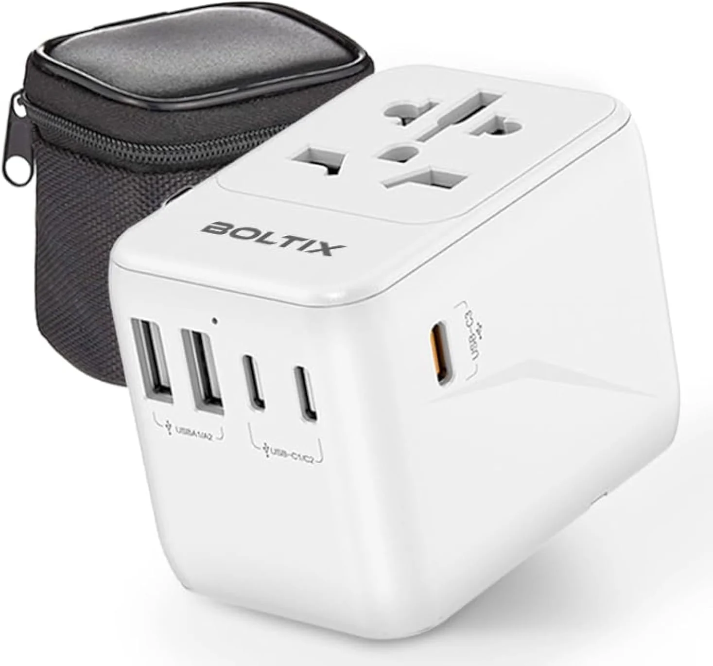 آداپتور مسافرتی جهانی، آداپتور برق 35 واتی با کیف زیپ دار | شارژ سریع بین المللی با 3 پورت USB-C و 2 پورت USB-A، آداپتور جهانی برای اتحادیه اروپا، انگلستان، ایالات متحده آمریکا، استرالیا، کیت دوشاخه مسافرتی برای سراسر جهان