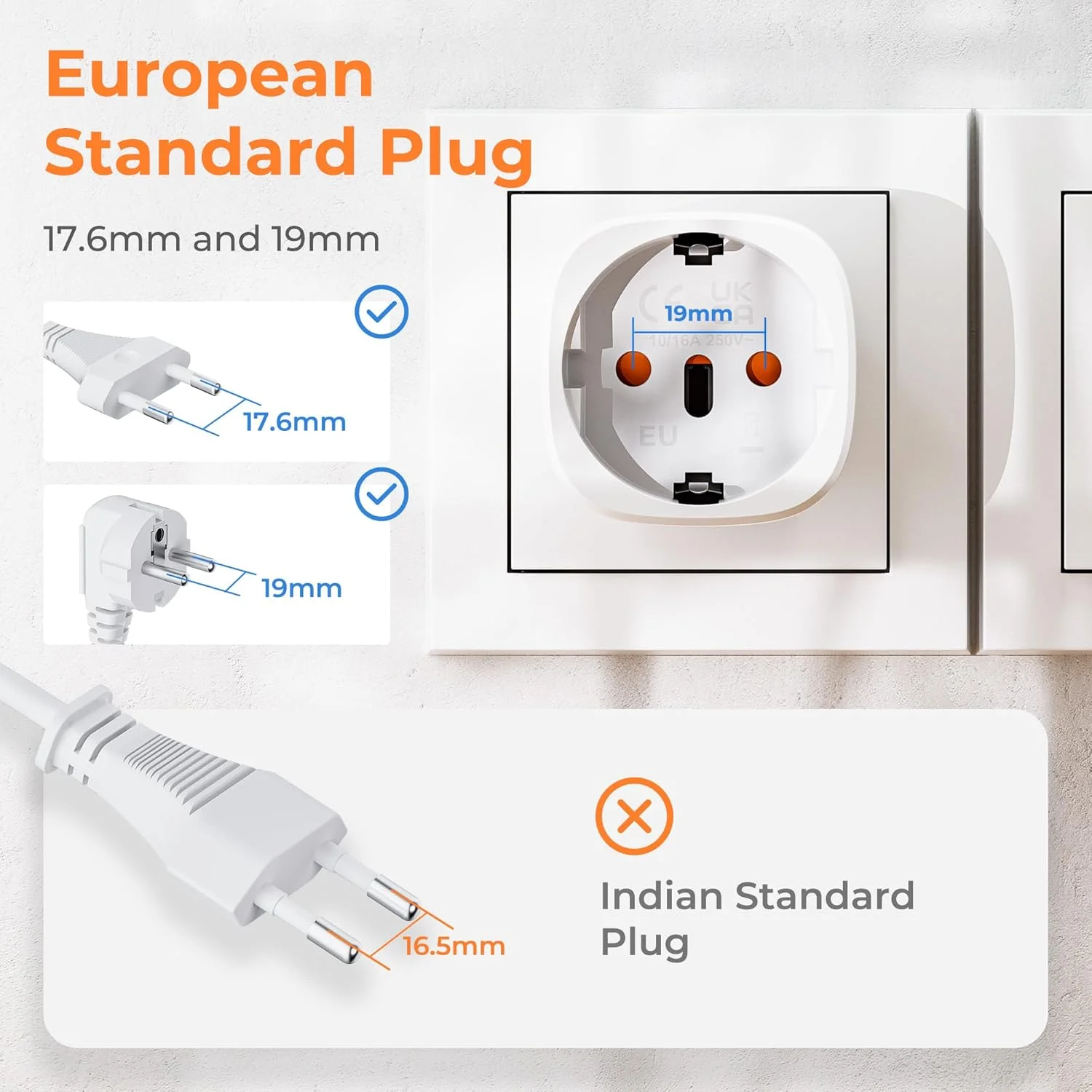 آداپتور دوشاخه UK نوع G بیگ‌فیش - تبدیل دوشاخه 2 پین اروپا به دوشاخه 3 پین UK برای انگلیس، اسکاتلند، ایرلند، دبی و مالدیو