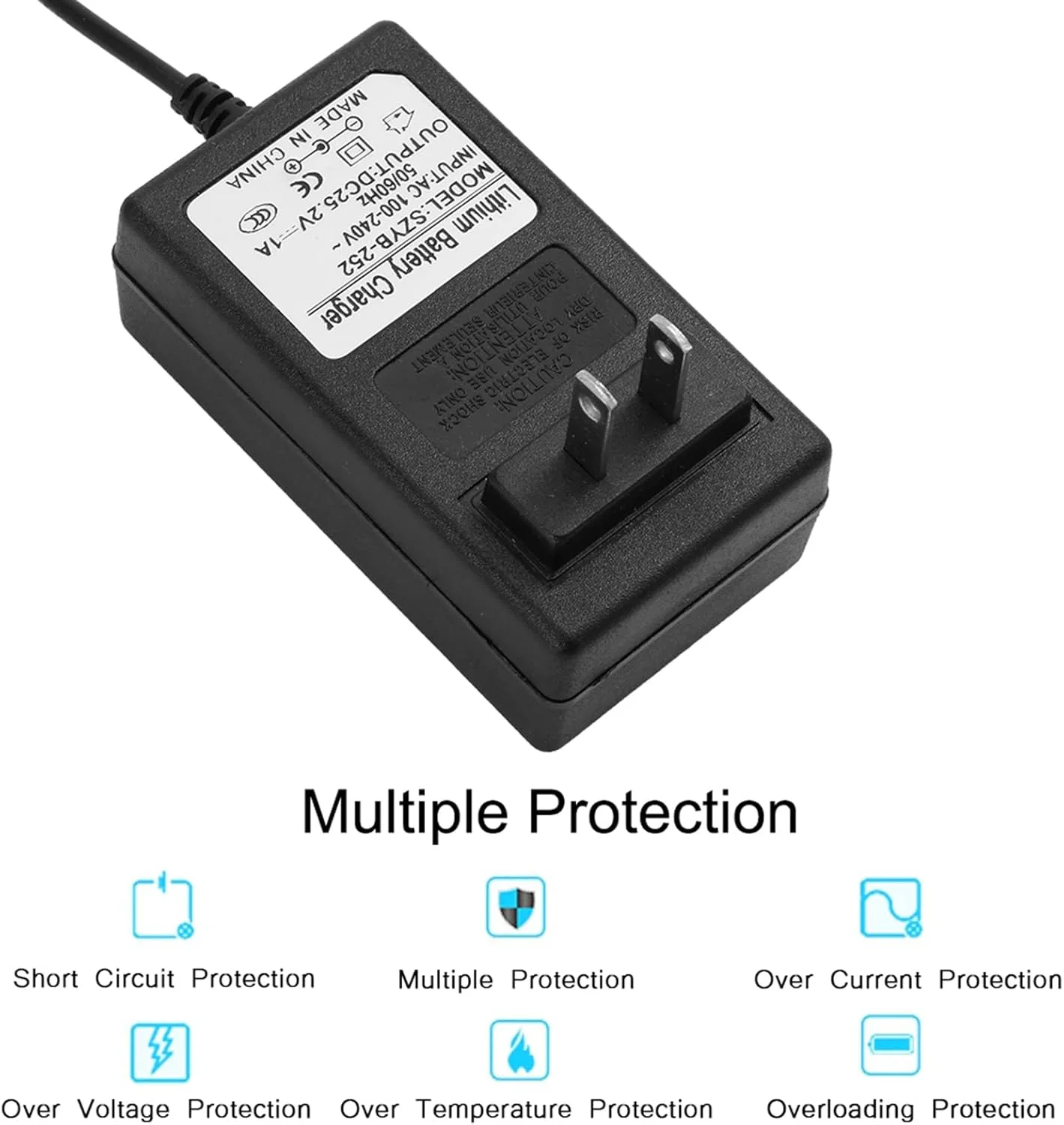 آداپتور برق باتری 25.2 ولت 1 آمپر Bewinner، آداپتور منبع تغذیه 25.2 ولت 1000 میلی آمپر با محافظت های متعدد، نشانگر LED، سازگاری گسترده برای چراغ های جلو/ماشین های اسباب بازی/دوچرخه های تعادلی (پلاگین UK)