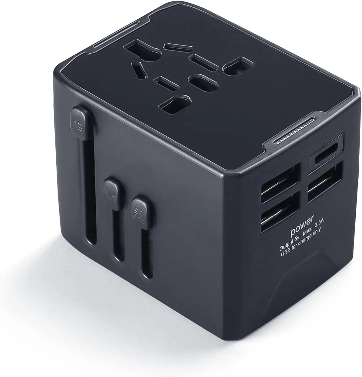 آداپتور مسافرتی جهانی Baytion، آداپتور برق همه کاره با توان هوشمند 5.6 آمپر، USB Type-C 3.0 آمپر، مناسب برای ایالات متحده آمریکا، اروپا، انگلستان، استرالیا (مشکی)