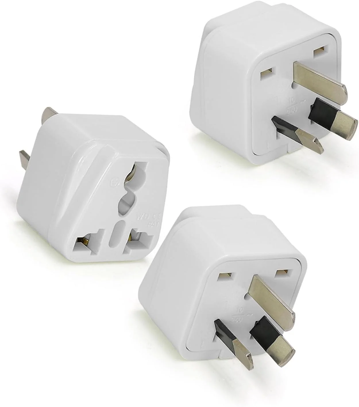 آداپتور دوشاخه استرالیا، 3 عدد، آداپتور برق مسافرتی جهانی، تبدیل کننده انواع دوشاخه های G از انگلستان، سنگاپور و غیره (سفید)