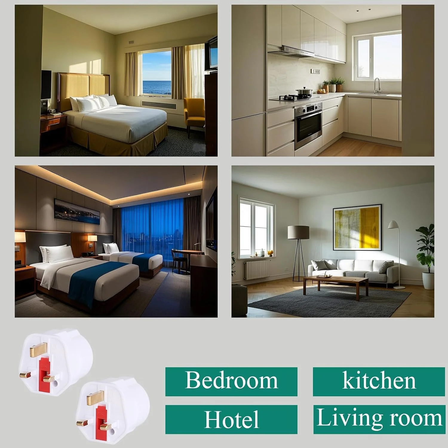 آداپتور دوشاخه اروپایی به دوشاخه بریتانیایی Azonee، بسته 2 عددی، آداپتور دوشاخه 2 پین به 3 پین، تبدیل کننده نوع C/E/F اروپا به نوع G (سفید)