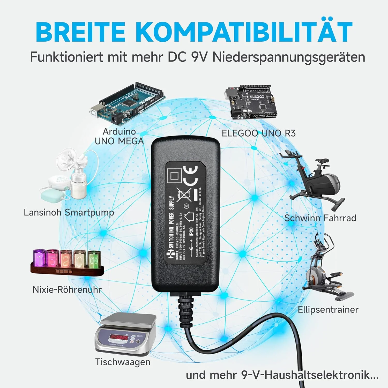 آداپتور برق 9 ولت 0.5 آمپر / 500 میلی آمپر با طول 1.8 متر، آداپتور سوئیچینگ AC 100-240 ولت به DC 9 ولت 0.5 آمپر PSU 5.5x2.1 میلی متر دوشاخه دیواری برای آردوینو UNO MEGA، دستگاه الپتیکال و سایر دستگاه های 9 ولت آداپتور برق 9 ولت 0.5 آمپر / 500 میلی آمپر با طول 1.8 متر، آداپتور سوئیچینگ AC 100-240 ولت به DC 9 ولت 0.5 آمپر PSU 5.5x2.1 میلی متر دوشاخه دیواری برای آردوینو UNO MEGA، دستگاه الپتیکال و سایر دستگاه های 9 ولت