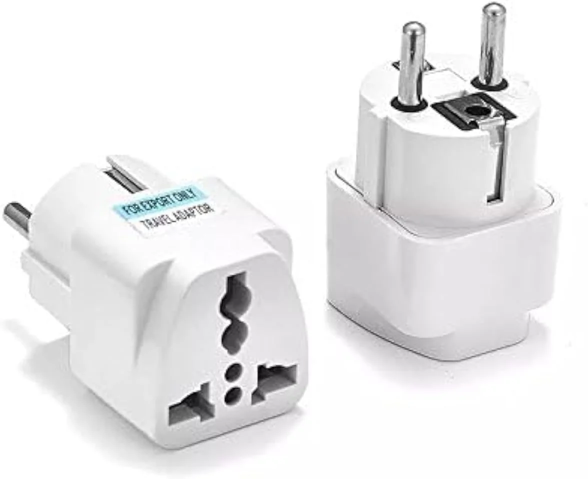 آداپتور برق مسافرتی مینیمالیستی، آداپتور دوشاخه نوع E/F، پریز بین المللی، تبدیل کننده دوشاخه جهانی به اروپایی برای آلمان، کره، اروپا و یونان