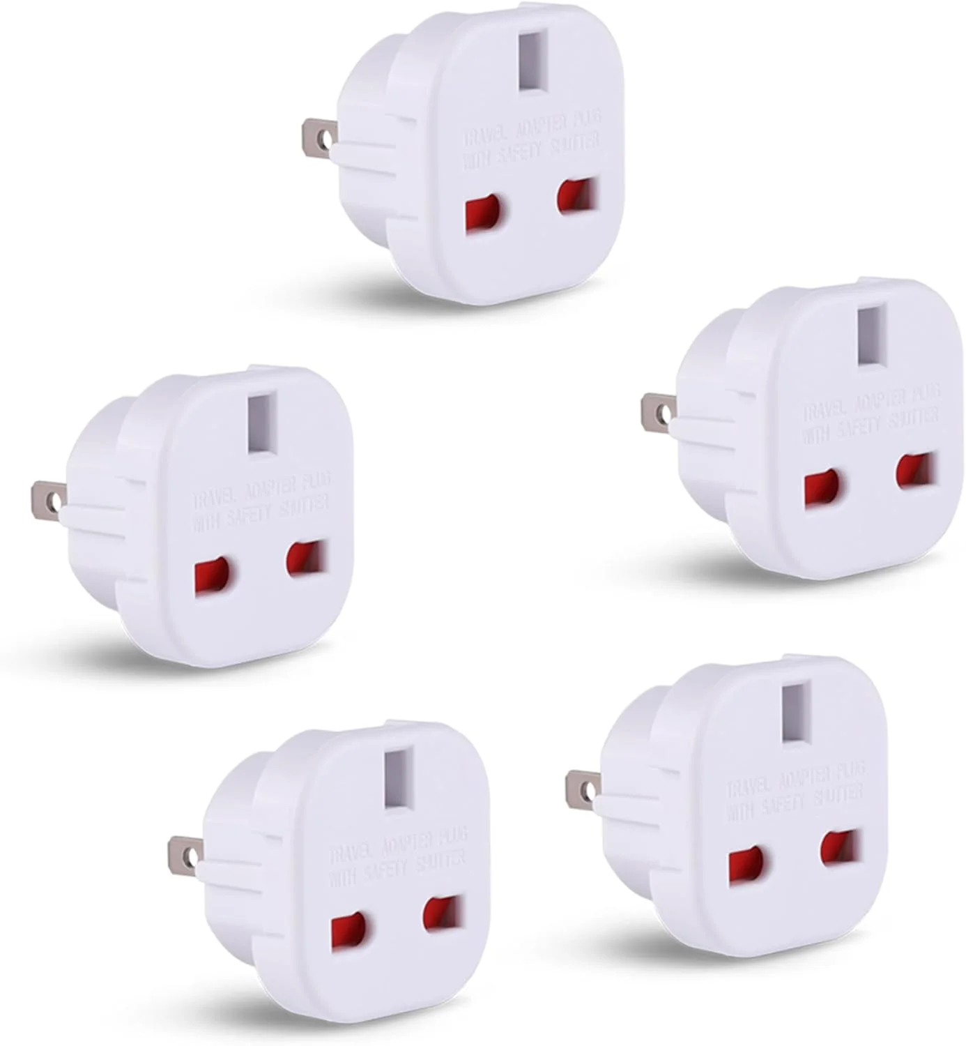 تبدیل دوشاخه برق UK به US بسته 5 عددی، تبدیل نوع G به نوع A و B از UK به USA، کانادا، استرالیا، جامائیکا، باربادوس، مکزیک، تایلند، چین، ژاپن و غیره، تبدیل 3 پین به 2 پین آداپتور مسافرتی آمریکایی