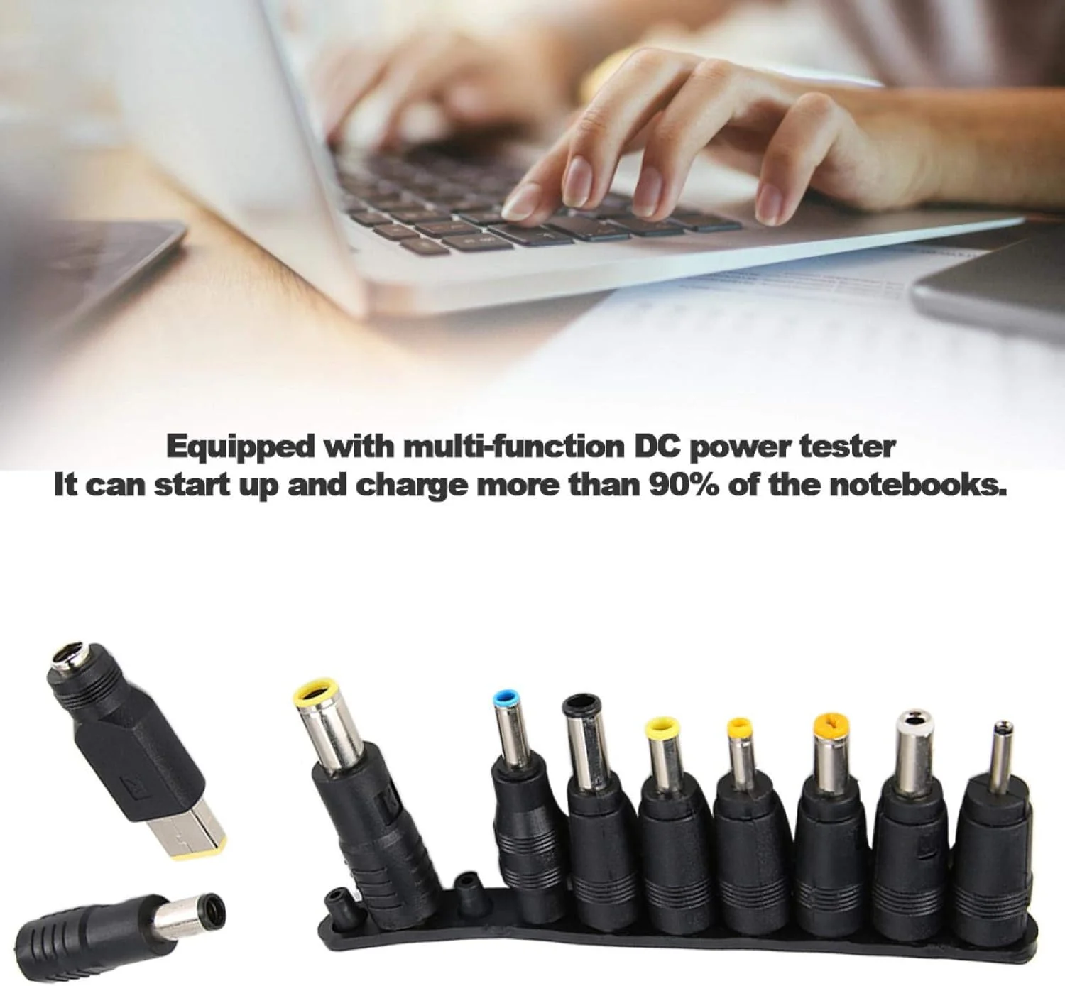 کیت آداپتور برق DC هشت عددی، کانکتورهای جهانی DC با پلاگ 5.5mm x 2.1mm به انواع مختلف نوک های جک پلاگ DC نر برای منبع تغذیه و تست