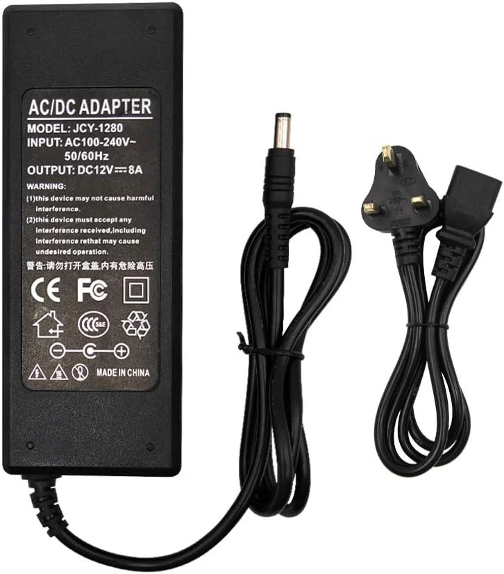 آداپتور AC/DC سوئیچینگ 12 ولت 1، 2، 3، 4، 5، 6، 8، 10 آمپر برای نوارهای نور LED، دوربین مداربسته، روتر، کانکتور نری 5.5x2.1-2.5 میلی‌متری، دوشاخه US/UK/EU/AU