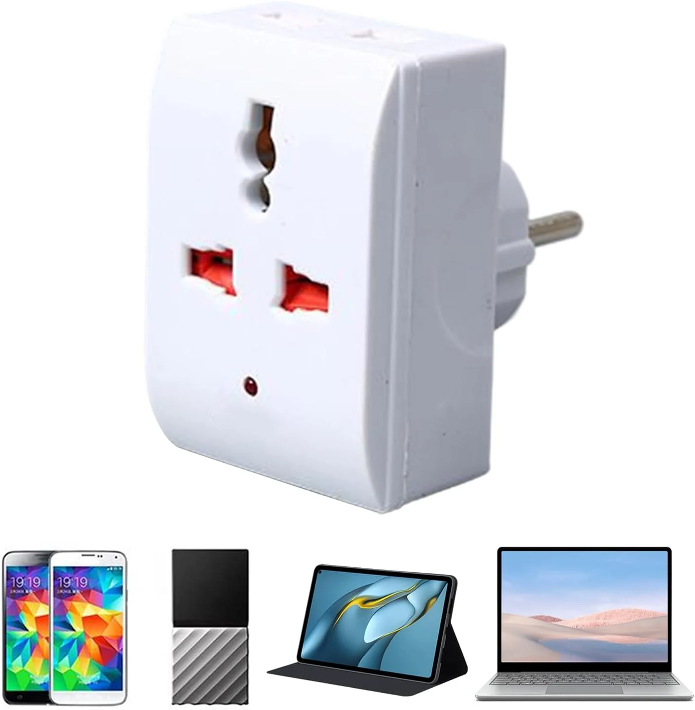 تبدیل دوشاخه برق اروپا - مبدل پریز قابل حمل | مبدل خروجی USB C قابل حمل برای دانشجویان، مسافران و متخصصان