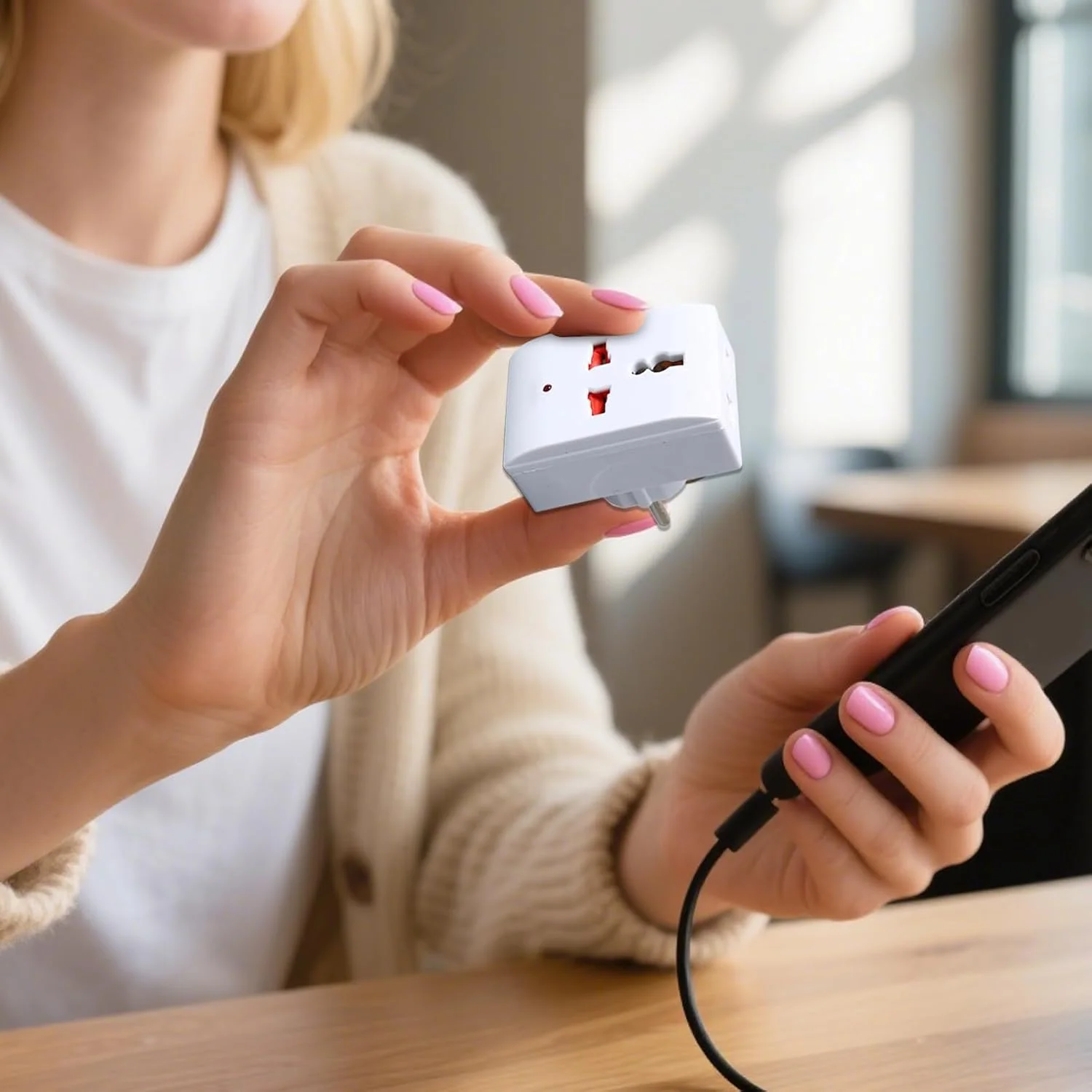 تبدیل دوشاخه برق اروپا - مبدل پریز قابل حمل | مبدل خروجی USB C قابل حمل برای دانشجویان، مسافران و متخصصان