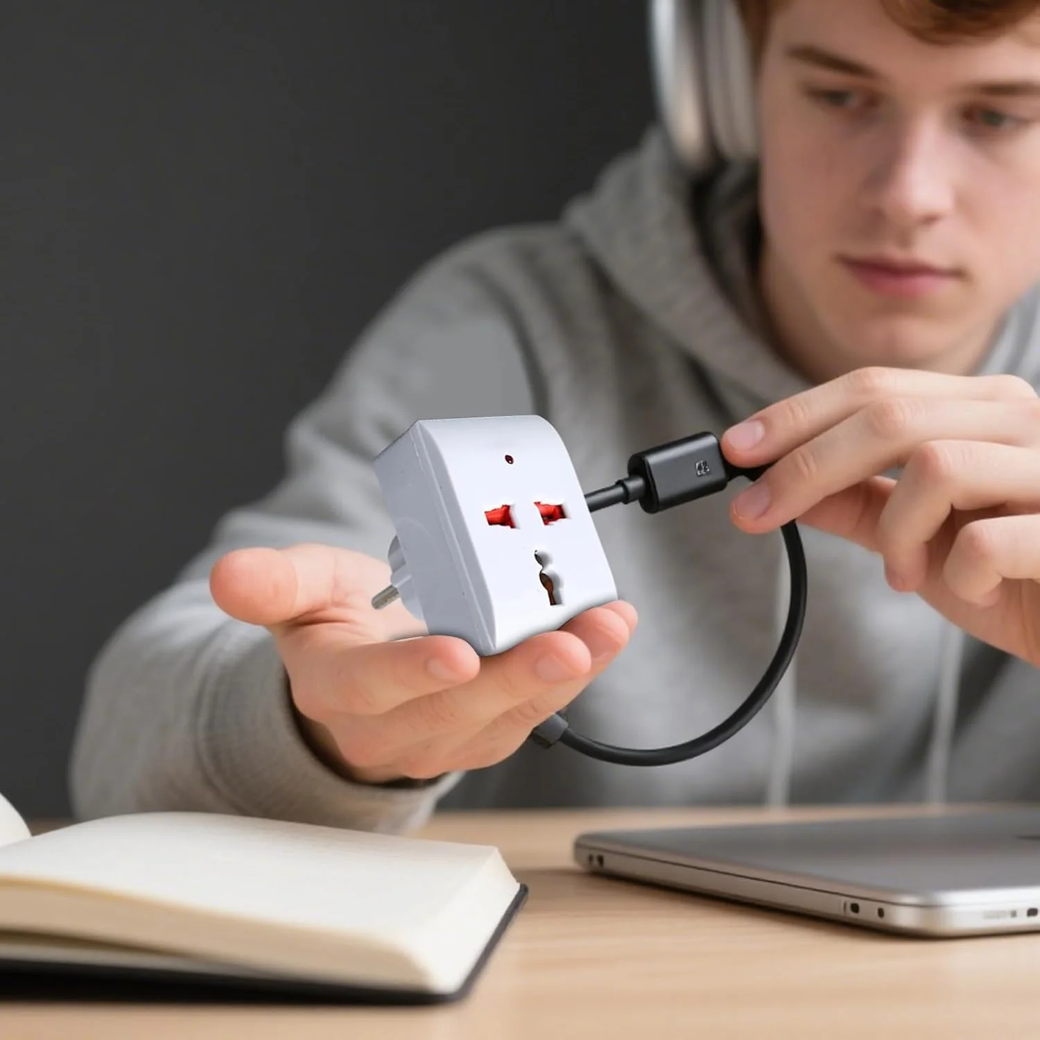 تبدیل دوشاخه برق اروپا - مبدل پریز قابل حمل | مبدل خروجی USB C قابل حمل برای دانشجویان، مسافران و متخصصان