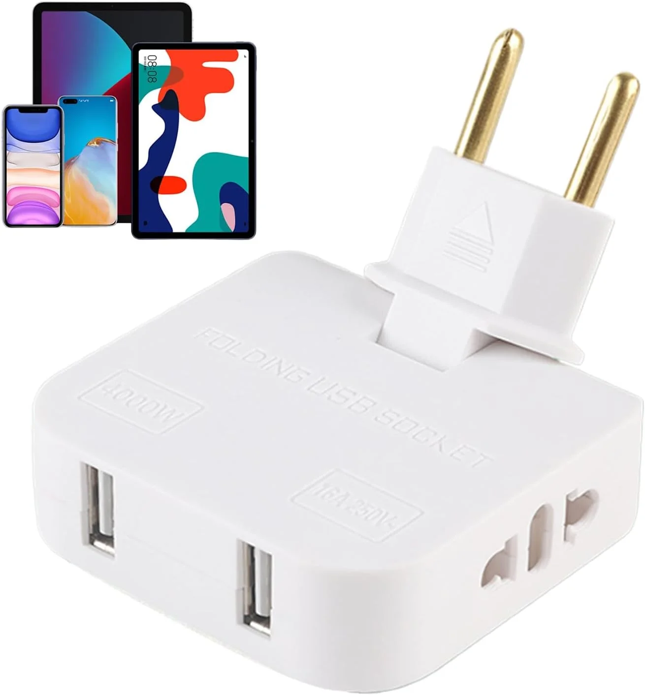 تبدیل دوشاخه برق - تبدیل کننده دوشاخه بین المللی، ترانسفورماتور چرخشی چند منظوره قابل حمل برای لوازم خانگی، کامپیوتر، شارژ تعطیلات، لوازم الکترونیکی، سفرهای کاری، تلفن، سشوار