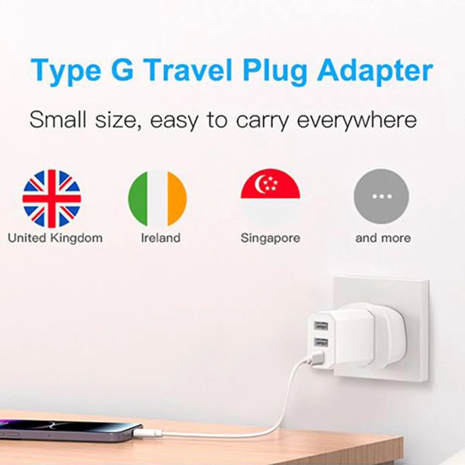 آداپتور دوشاخه | پریز کابل شارژ - مبدل بین المللی استاندارد بریتانیا با فیوز 13 آمپر برای لپ تاپ، دوربین، تلفن همراه، مسافرت به مالزی و سنگاپور