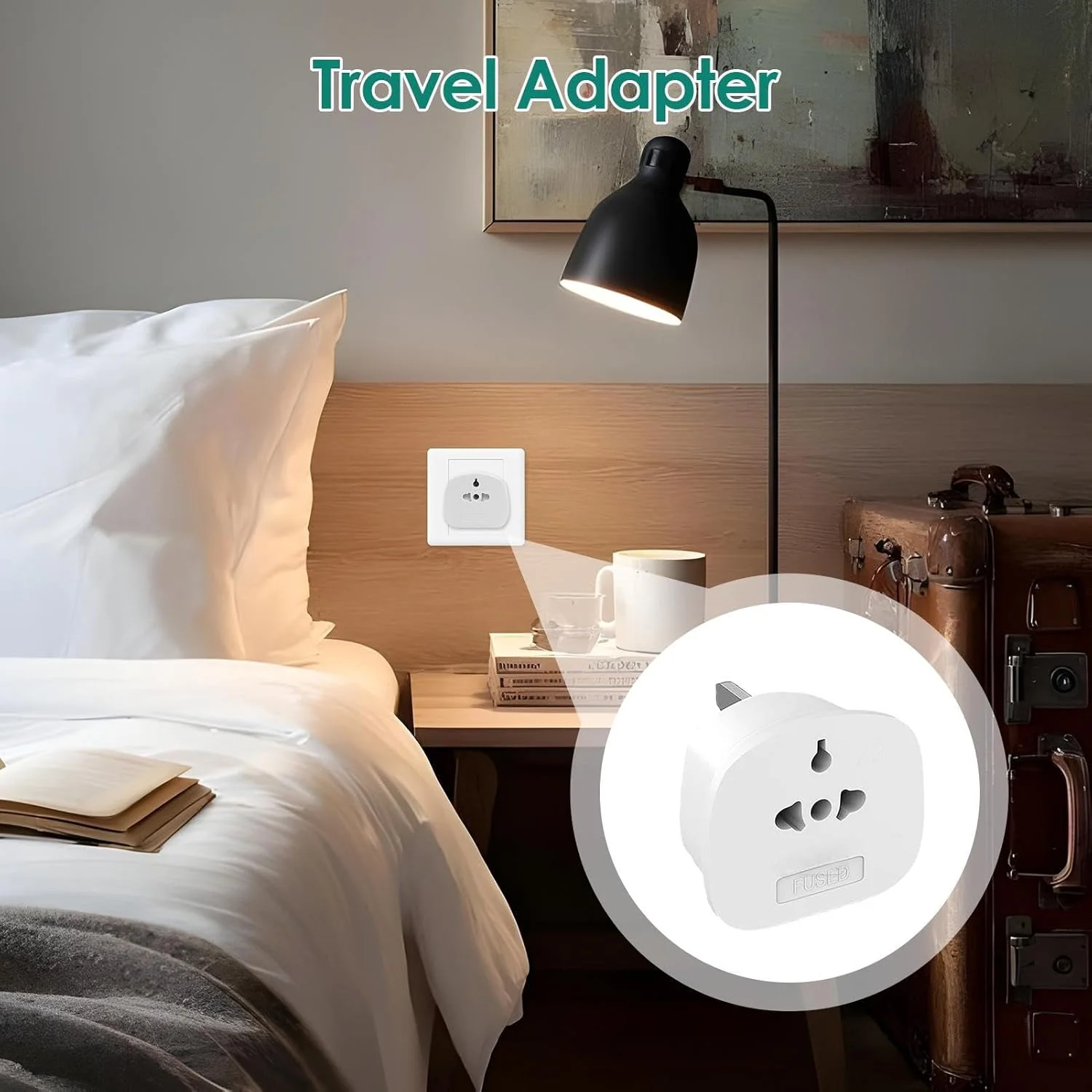 آداپتور دوشاخه مسافرتی | سوکت شارژر، سوکت تبدیل بین المللی دوشاخه استاندارد بریتانیا با فیوز 13 آمپر برای تلفن های همراه، دوربین ها، لپ تاپ ها، مالزی، ویتنام