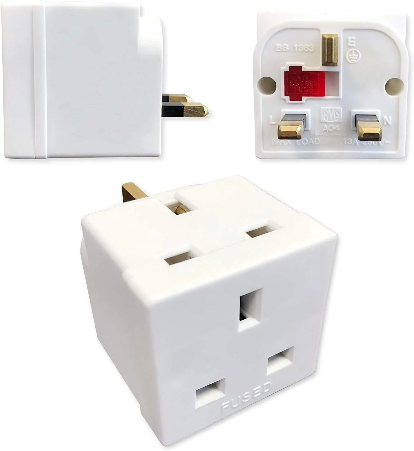 آداپتور دوشاخه برق بریتانیا با پین عایق‌بندی شده / سوکت دوتایی 13 آمپر / 250 ولت AC 13 آمپر - مطابق با استاندارد BS 1362