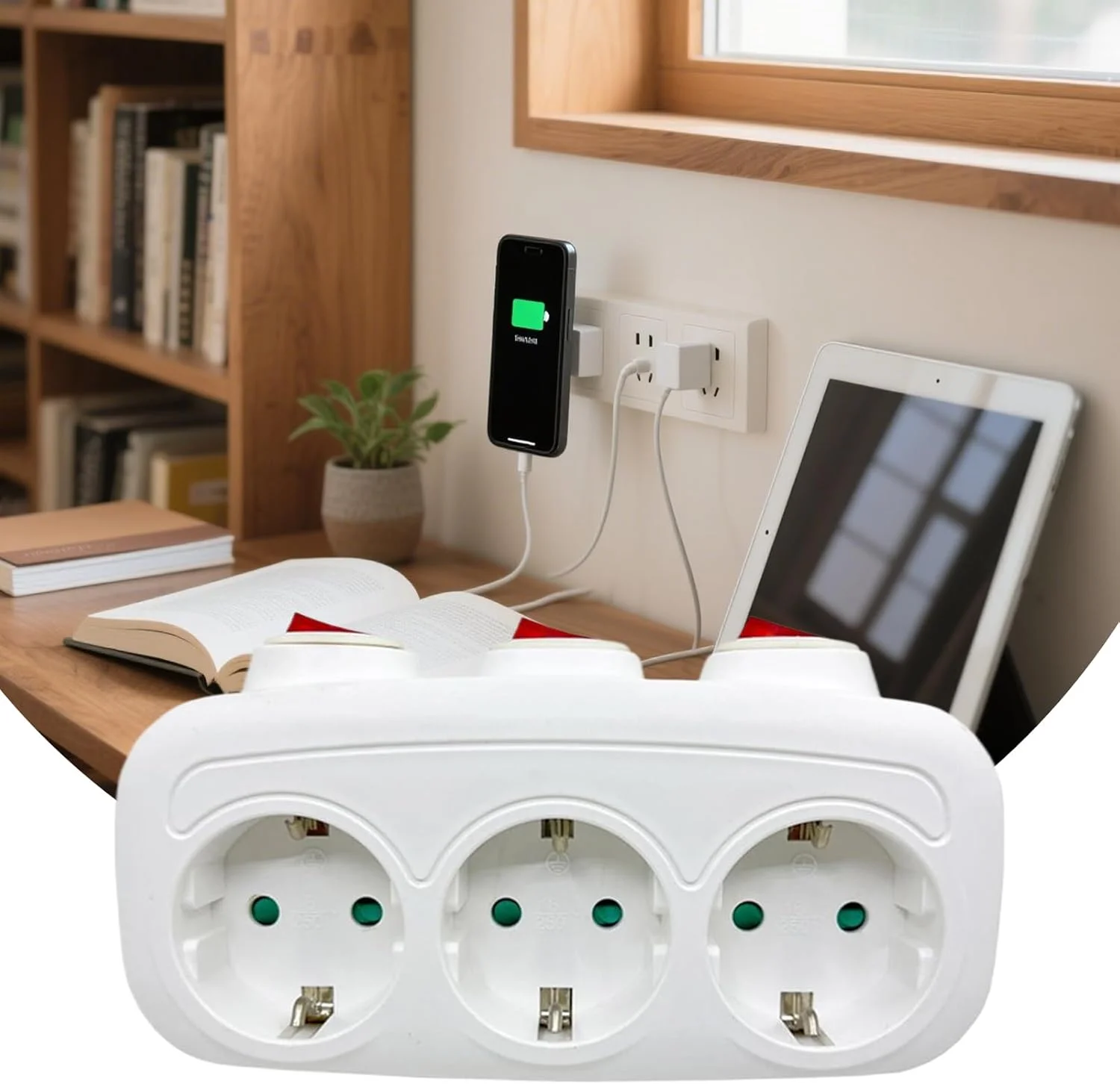 آداپتور برای دوشاخه اروپا | دوشاخه دیواری برای پریزها - تبدیل کننده چند شاخه 3 پورت، سوکت توسعه بین المللی برای اتاق خواب، اتاق نشیمن، آشپزخانه، مسافرت تجاری و تفریحی