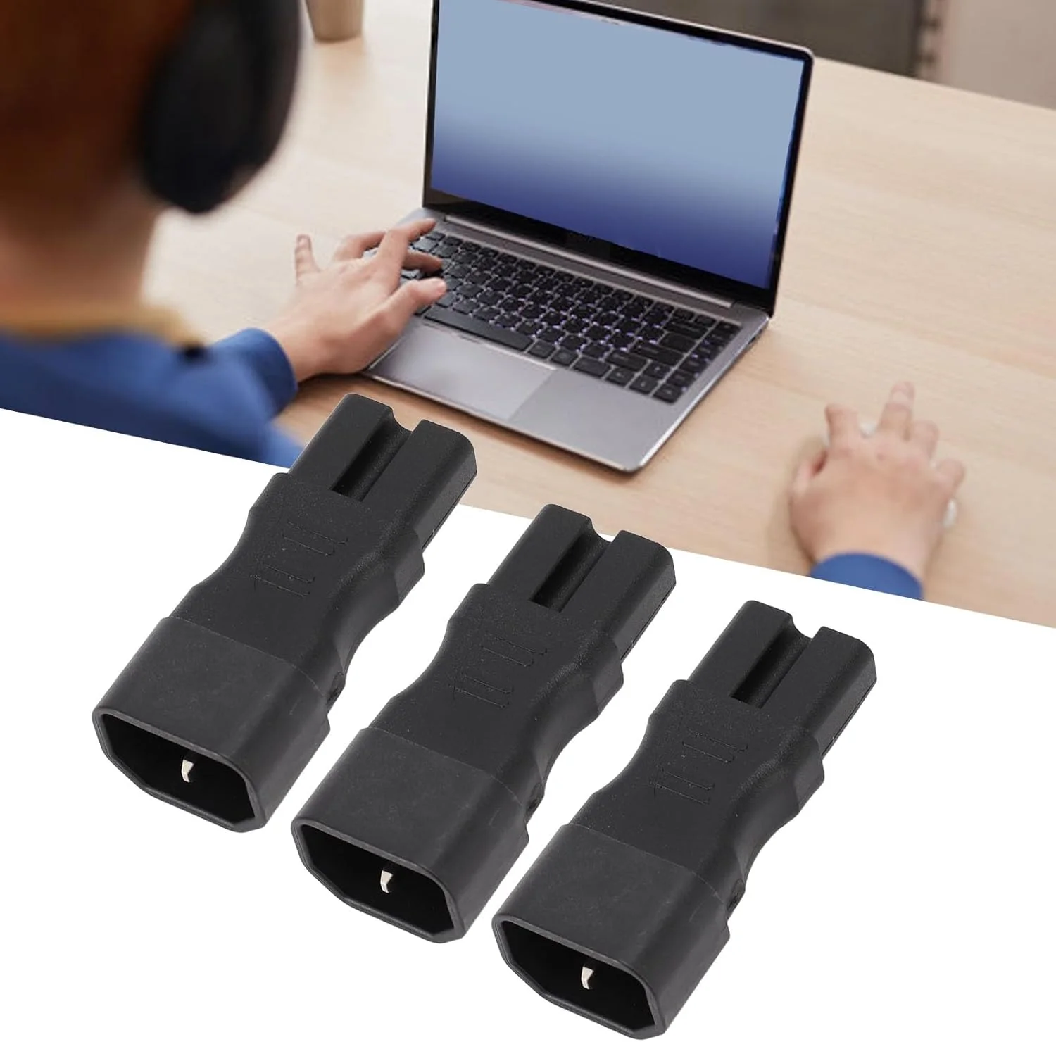 آداپتور برق 3 عددی، آداپتور دوشاخه توسعه IEC320 C14 به C15، آداپتور پریز برق محفظه PVC برای لپ تاپ 250 ولت 10 آمپر 2.5 آمپر 2500 وات