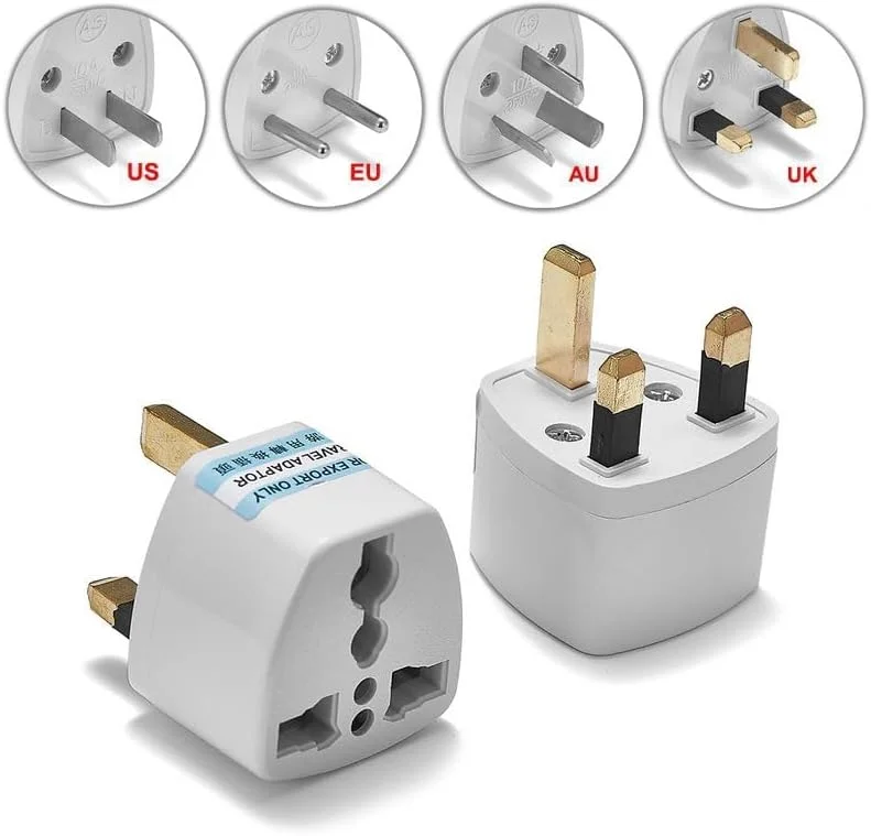 آداپتور مسافرتی مینیمالیستی، تبدیل کننده دوشاخه آمریکا/کانادا/اروپا/استرالیا به دوشاخه امارات متحده عربی دبی انگلستان هنگ کنگ، آداپتور مسافرتی سوکت جهانی 3 پین برای سفر کاری تعطیلات هتل فرودگاه (سفید)