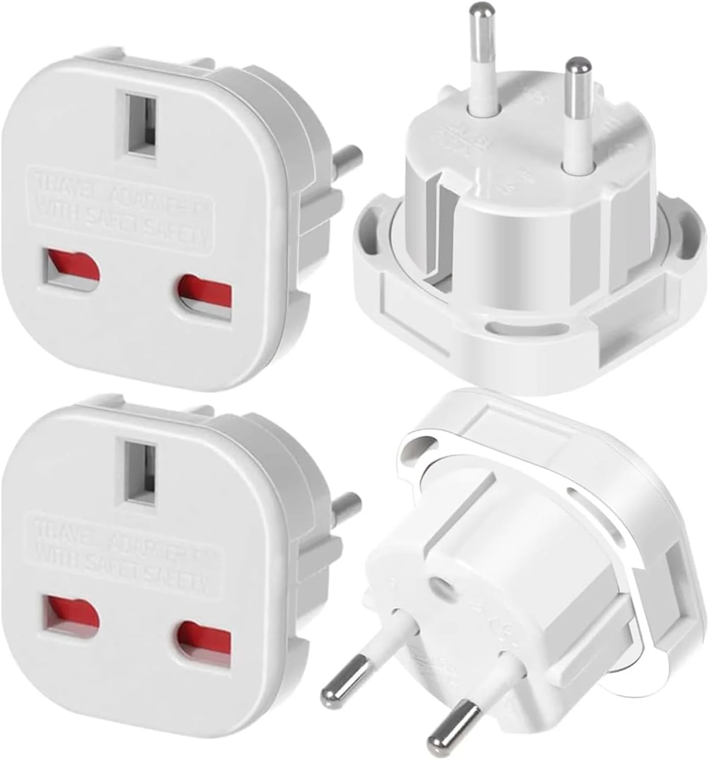 تبدیل دوشاخه UK به اروپا، بسته 4 عددی، تبدیل کننده نوع C E F برای اسپانیا، فرانسه، ایتالیا، آلمان، پرتغال، یونان، ترکیه، هلند، لهستان و غیره، لوازم شارژ مسافرتی تبدیل دوشاخه UK به اروپا، بسته 4 عددی، تبدیل کننده نوع C E F برای اسپانیا، فرانسه، ایتالیا، آلمان، پرتغال، یونان، ترکیه، هلند، لهستان و غیره، لوازم شارژ مسافرتی