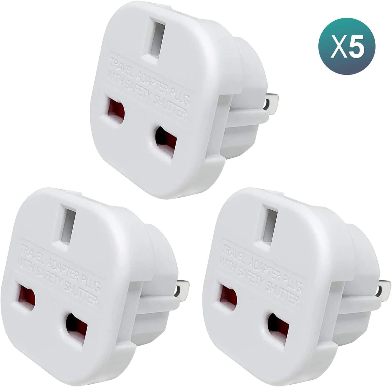 تبدیل دوشاخه بریتانیا به آمریکا 5 عددی | تبدیل نوع G به نوع A/B | مبدل مسافرتی برای آمریکا، کانادا، مکزیک، ژاپن، تایلند، چین | آداپتور 2 پین تخت با پین های چرخشی | آداپتور برق بریتانیا/اروپا به آمریکا