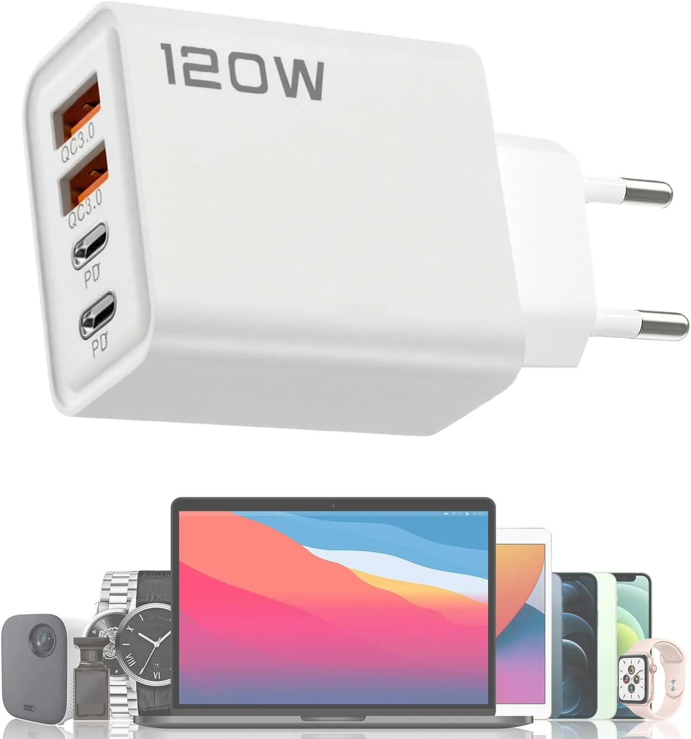 آداپتور دوشاخه دیواری، دوشاخه شارژ سریع | آداپتور شارژر 120 واتی مبدل USB Type-C جمع و جور - مناسب برای مسافرت، حمام، خانه، بانوان و آقایان آداپتور دوشاخه دیواری، دوشاخه شارژ سریع | آداپتور شارژر 120 واتی مبدل USB Type-C جمع و جور - مناسب برای مسافرت، حمام، خانه، بانوان و آقایان