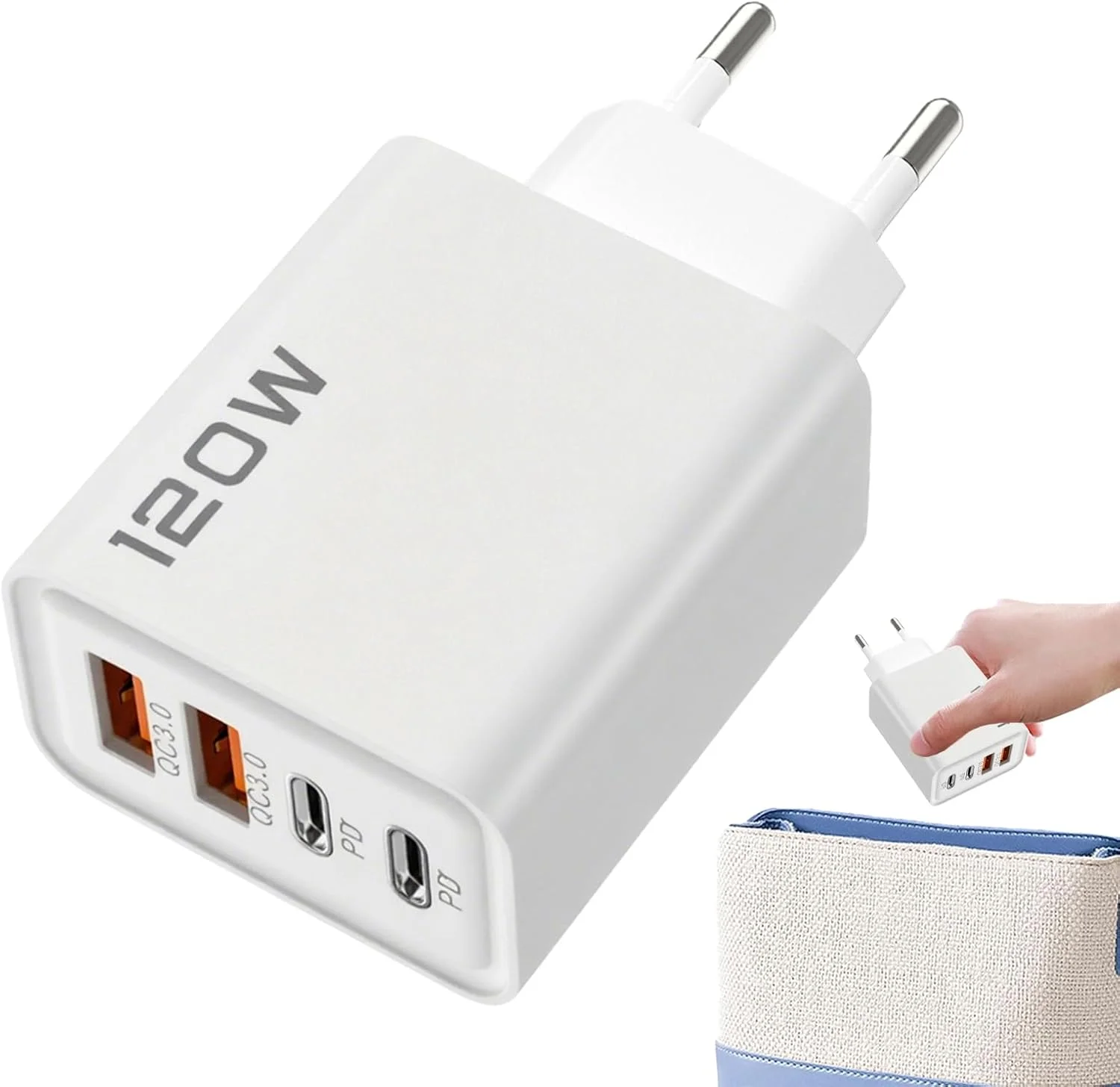 آداپتور دوشاخه، دوشاخه شارژ سریع، آداپتور شارژر 120 واتی تبدیل کننده USB Type-C جمع و جور برای مسافرت، حمام، خانه، آقایان و بانوان آداپتور دوشاخه، دوشاخه شارژ سریع، آداپتور شارژر 120 واتی تبدیل کننده USB Type-C جمع و جور برای مسافرت، حمام، خانه، آقایان و بانوان