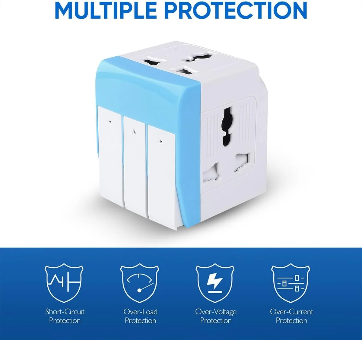 آداپتور برق مسافرتی جهانی 3 طرفه MODI – چند راهی با کلید مستقل و چراغ نئون، افزونه جمع و جور (1 عدد) آداپتور برق مسافرتی جهانی 3 طرفه MODI – چند راهی با کلید مستقل و چراغ نئون، افزونه جمع و جور (1 عدد)