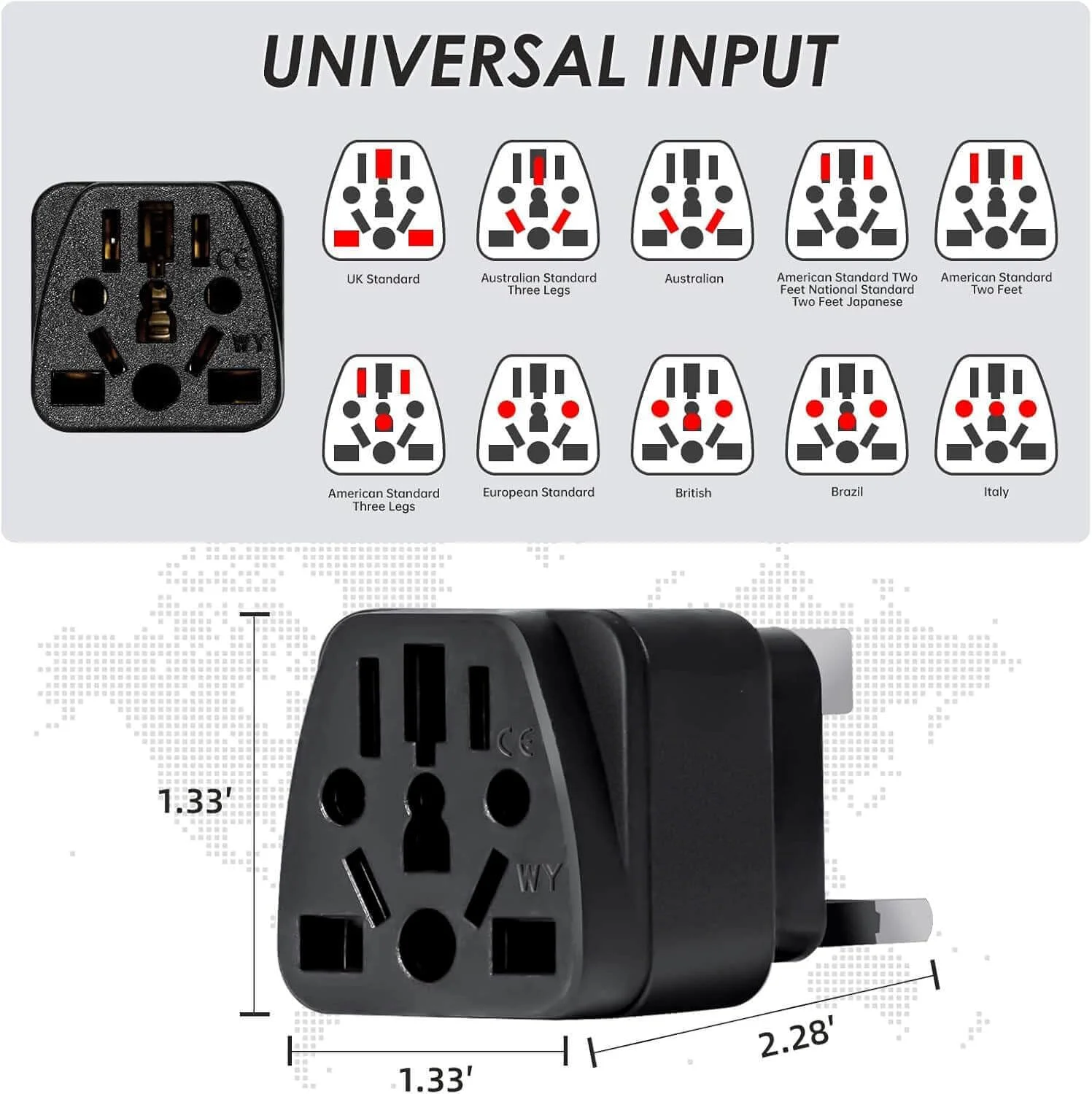 آداپتور دوشاخه مسافرتی 3 عددی آمریکا به انگلیس - مبدل جهانی برای امارات متحده عربی، دبی، انگلستان، هنگ کنگ - تبدیل دوشاخه های US/EU/AU/CN به نوع G سه پین انگلیسی - اتصال زمین، آداپتور برق جمع و جور - کیت سوکت مسافرتی مشکی آداپتور دوشاخه مسافرتی 3 عددی آمریکا به انگلیس - مبدل جهانی برای امارات متحده عربی، دبی، انگلستان، هنگ کنگ - تبدیل دوشاخه های US/EU/AU/CN به نوع G سه پین انگلیسی - اتصال زمین، آداپتور برق جمع و جور - کیت سوکت مسافرتی مشکی