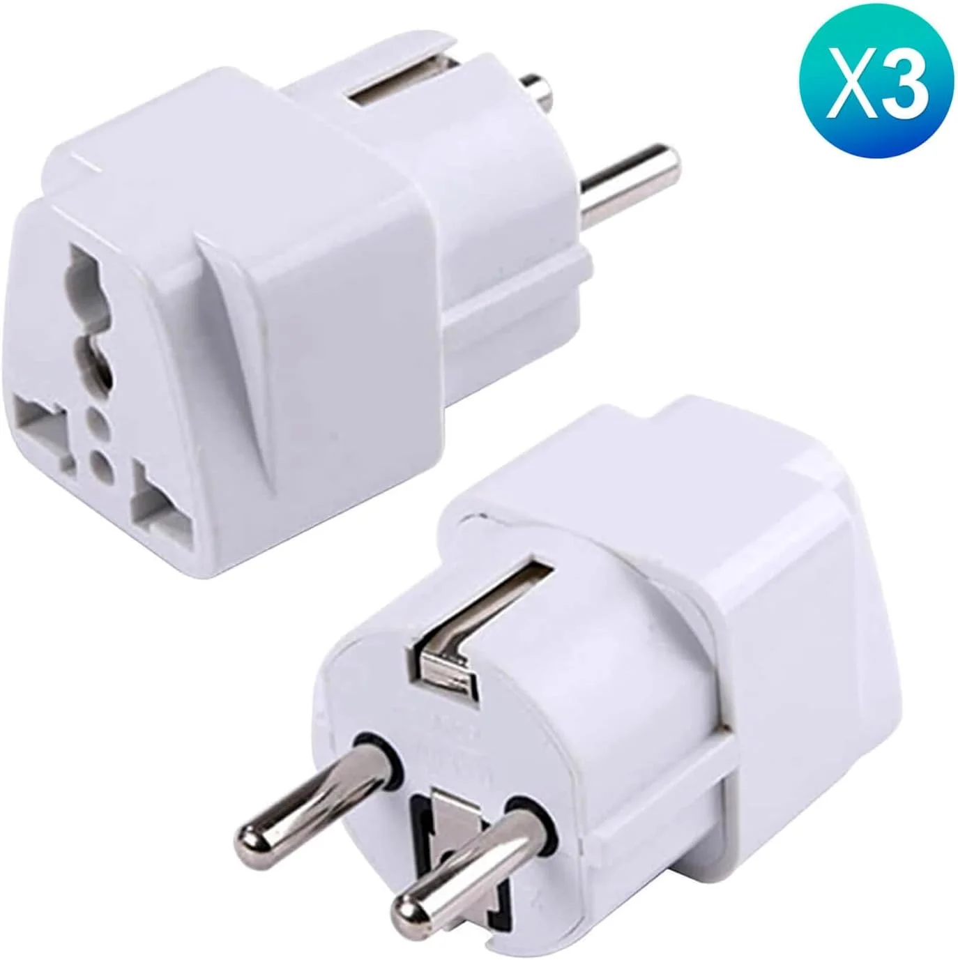 آداپتور دوشاخه جهانی EU – بسته 3 عددی تبدیل کننده برق UK US AU به اروپا – شارژر مسافرتی 2 پین برای آلمان، فرانسه، اسپانیا، ایتالیا، امارات متحده عربی – 250 ولت مطمئن و جمع و جور برای سفر جهانی آداپتور دوشاخه جهانی EU – بسته 3 عددی تبدیل کننده برق UK US AU به اروپا – شارژر مسافرتی 2 پین برای آلمان، فرانسه، اسپانیا، ایتالیا، امارات متحده عربی – 250 ولت مطمئن و جمع و جور برای سفر جهانی