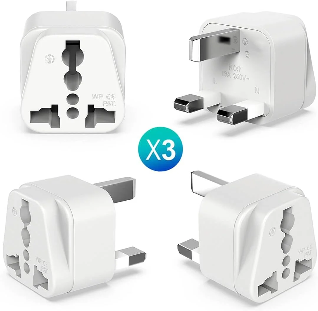 آداپتور دوشاخه بریتانیایی 3 عددی - مبدل برق مسافرتی جهانی برای تبدیل دوشاخه های آمریکا/اروپا/استرالیا/چین به نوع G بریتانیایی - اتصال زمین، مجموعه آداپتور مسافرتی سفید و جمع و جور برای انگلستان، دبی، امارات متحده عربی، هنگ کنگ - دوشاخه برق بین المللی آداپتور دوشاخه بریتانیایی 3 عددی - مبدل برق مسافرتی جهانی برای تبدیل دوشاخه های آمریکا/اروپا/استرالیا/چین به نوع G بریتانیایی - اتصال زمین، مجموعه آداپتور مسافرتی سفید و جمع و جور برای انگلستان، دبی، امارات متحده عربی، هنگ کنگ - دوشاخه برق بین المللی