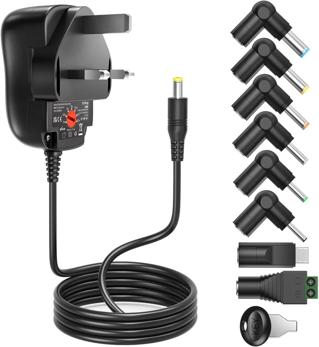 آداپتور برق جهانی 12 وات - شارژر AC با ولتاژهای 12V 9V 7.5V 6V 5V 4.5V 3V و جریان 1000mA 1A، منبع تغذیه DC چند ولتاژ، ترانسفورماتورهای برق DC قابل حمل برای دستگاه های الکترونیکی کوچک خانگی، تبلت، بلندگوهای BT و چراغ LED آداپتور برق جهانی 12 وات - شارژر AC با ولتاژهای 12V 9V 7.5V 6V 5V 4.5V 3V و جریان 1000mA 1A، منبع تغذیه DC چند ولتاژ، ترانسفورماتورهای برق DC قابل حمل برای دستگاه های الکترونیکی کوچک خانگی، تبلت، بلندگوهای BT و چراغ LED