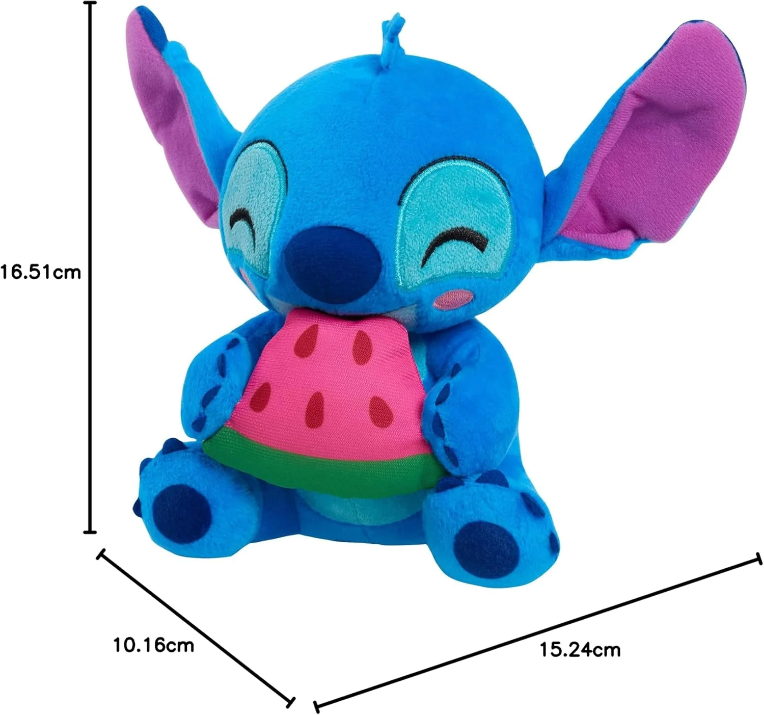 عروسک پولیشی کوچک دیزنی، استیچ و هندوانه، حیوان پر شده، آبی، موجود فضایی، اسباب بازی های دارای مجوز رسمی برای کودکان بالای 2 سال توسط جاست پلی