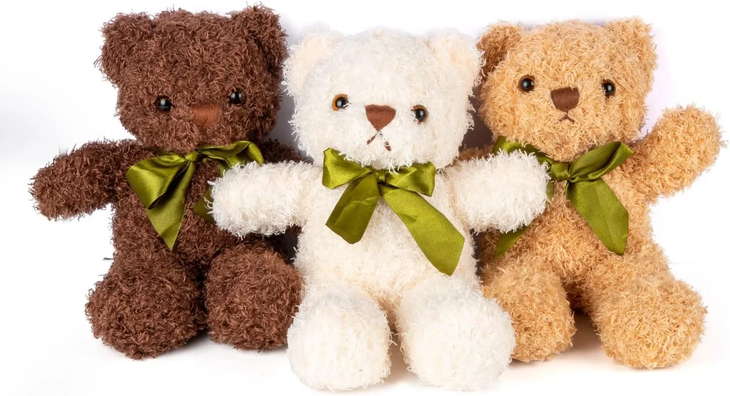 بسته 3 عددی خرس عروسکی، اسباب بازی های پولیشی 3 رنگ با 6 عدد پاپیون، قد 9 اینچ، خرس های تدی نرم و زیبا، هدیه برای جشن نوزاد، عروسی، جشن تولد (قهوه ای تیره، طلایی، سفید) بسته 3 عددی خرس عروسکی، اسباب بازی های پولیشی 3 رنگ با 6 عدد پاپیون، قد 9 اینچ، خرس های تدی نرم و زیبا، هدیه برای جشن نوزاد، عروسی، جشن تولد (قهوه ای تیره، طلایی، سفید)