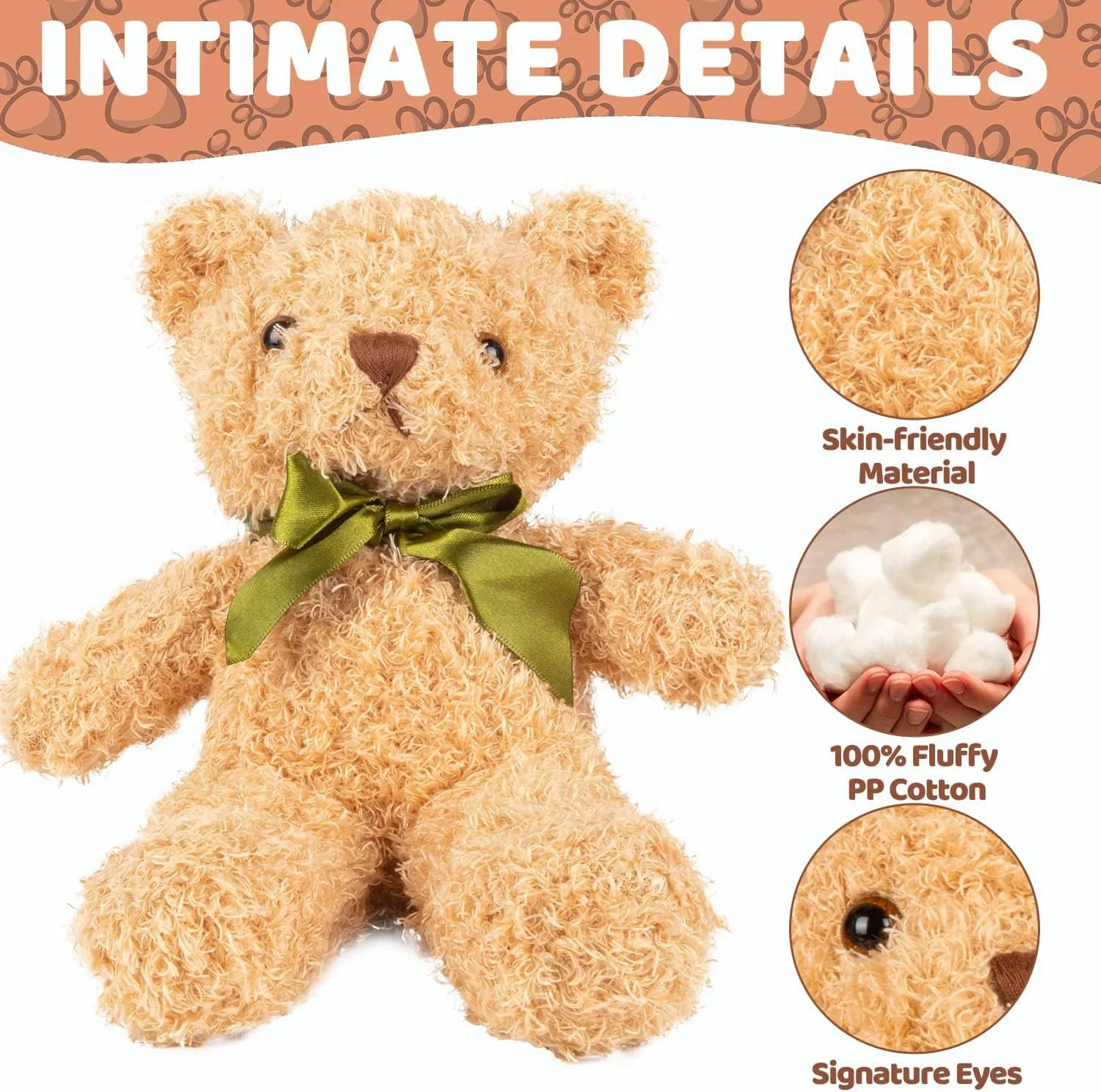 بسته 3 عددی خرس عروسکی، اسباب بازی های پولیشی 3 رنگ با 6 عدد پاپیون، قد 9 اینچ، خرس های تدی نرم و زیبا، هدیه برای جشن نوزاد، عروسی، جشن تولد (قهوه ای تیره، طلایی، سفید)