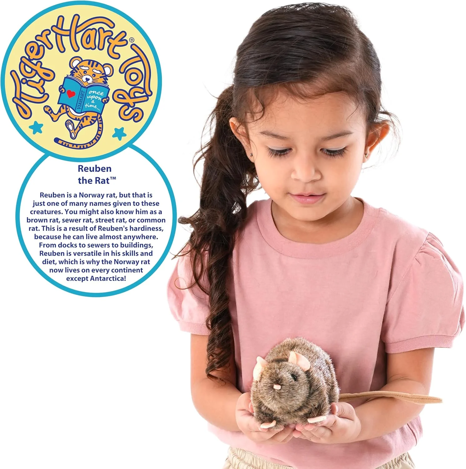 عروسک پولیشی نرم موش روبن TigerHart Viahart برای کودکان | حیوانات پر شده بغلی | اسباب بازی های نرم برای نوزاد، کودک، نوپا | پارچه پلی استر | پرکننده پلی پروپیلن | سن توصیه شده 3+