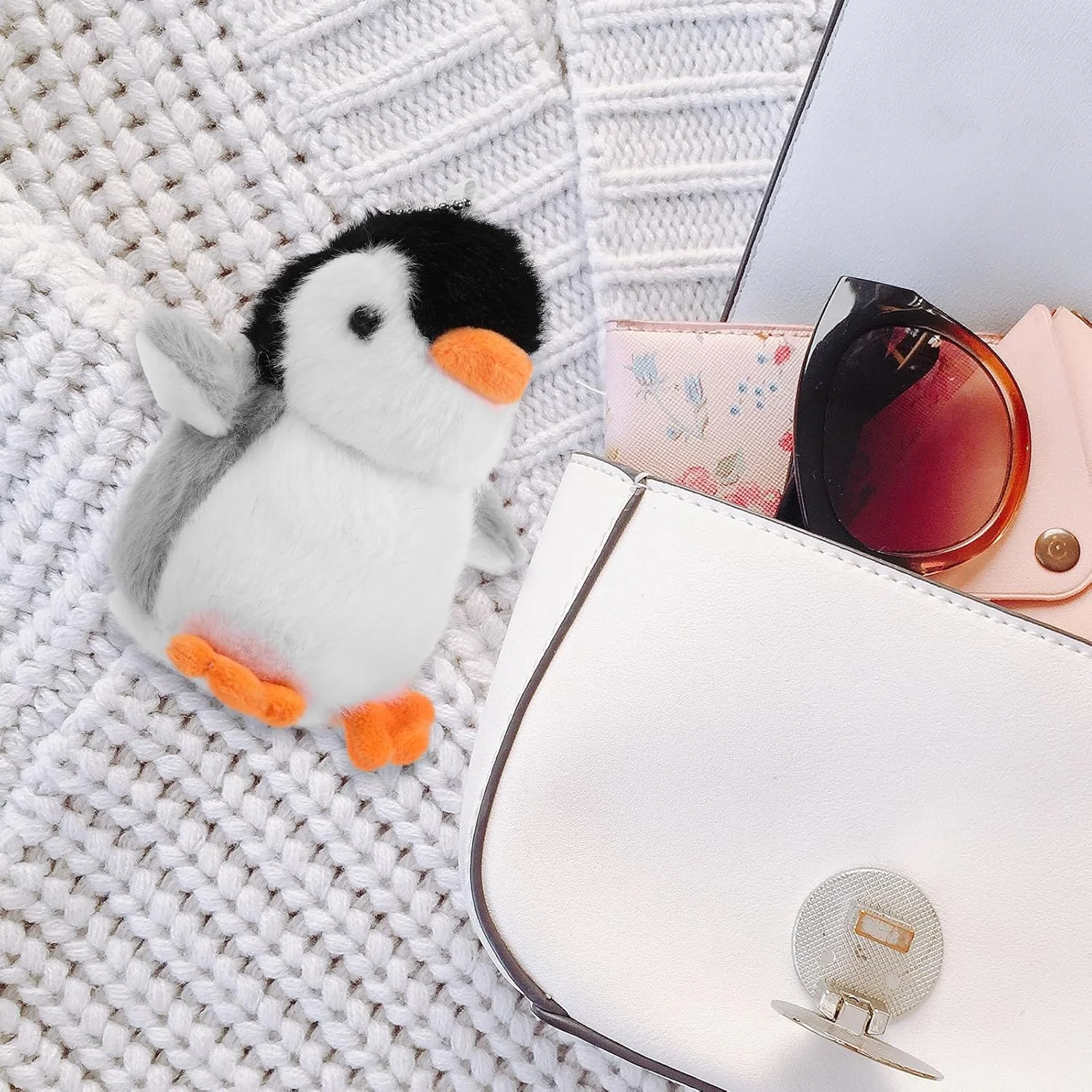 آویز پنگوئن پولیشی بامزه، آویز عروسکی دوست داشتنی برای کیف، چمدان و کوله پشتی، هدیه تولد و روز عشق، 2 عدد