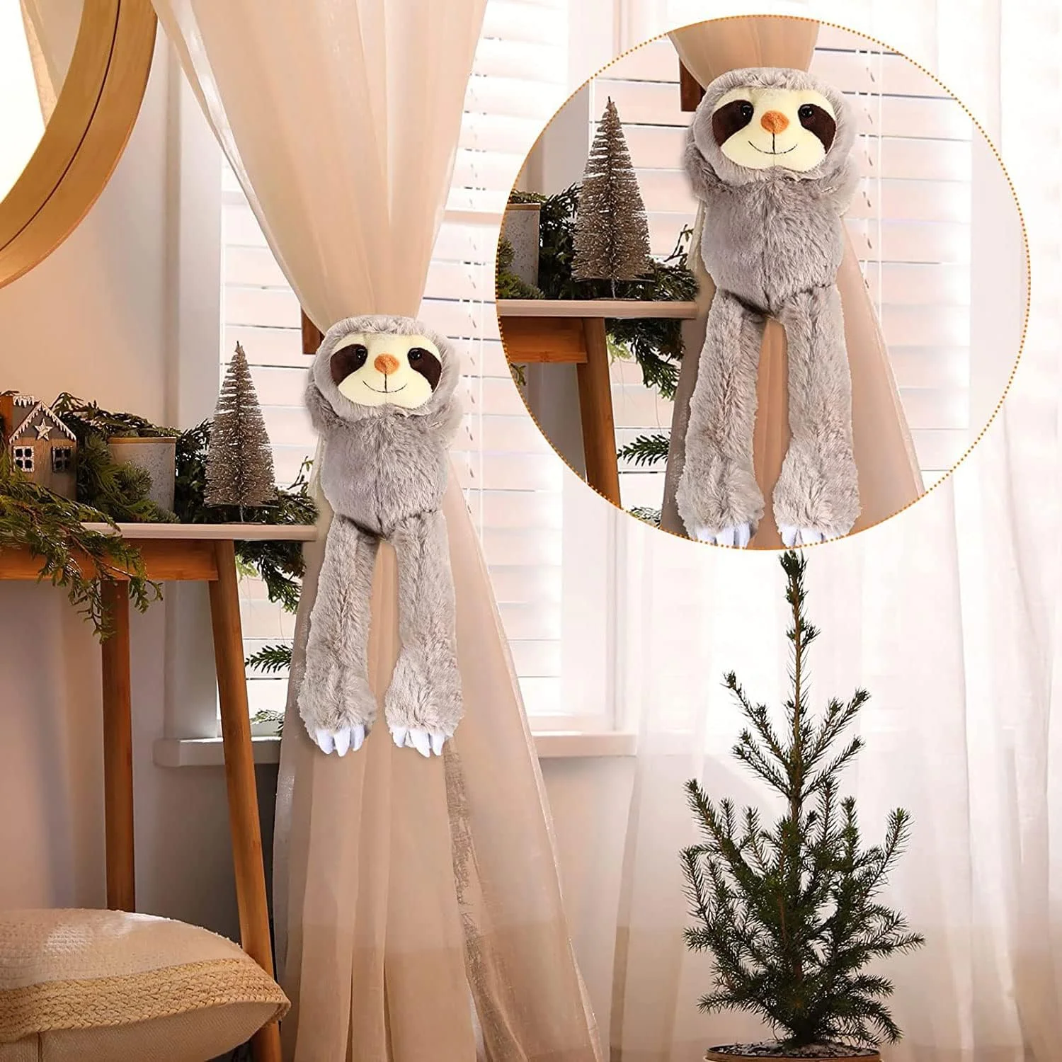 آویز تنبل قهوه ای 30 سانتی متری، بسته 2 عددی حیوانات عروسکی پولیشی فوق العاده نرم با طراحی واقعی اتصال دست و پا، هدیه یا جایزه عالی برای نوجوانان، بزرگسالان، دکوراسیون