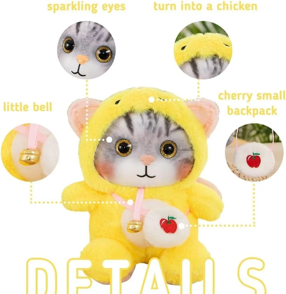 عروسک گربه ای ملوس سیوسی با لباس پنگوئن، اسباب بازی نرم و بغلی، هدیه تولد برای پسران و دختران (زرد) عروسک گربه ای ملوس سیوسی با لباس پنگوئن، اسباب بازی نرم و بغلی، هدیه تولد برای پسران و دختران (زرد)