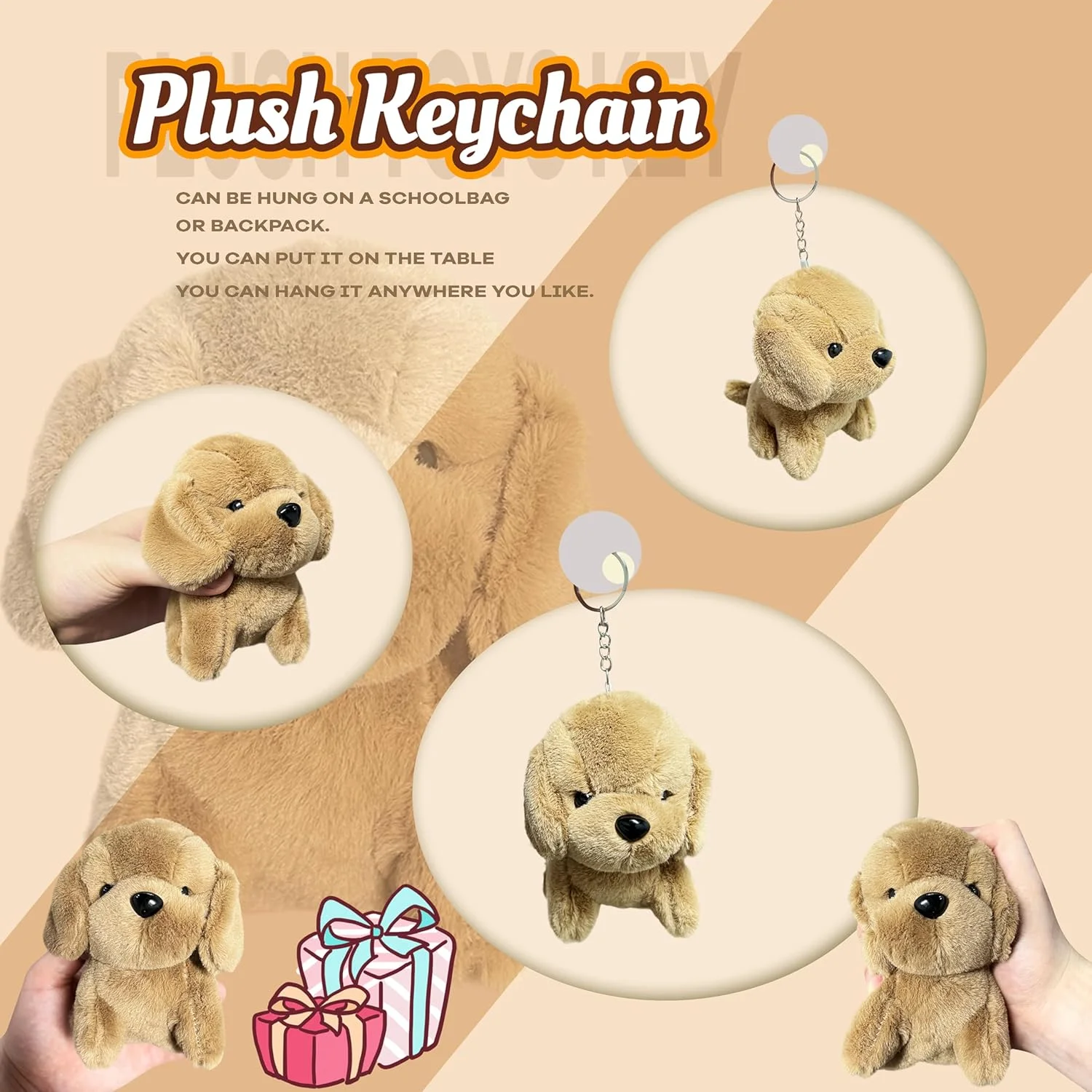 عروسک سگ قهوه ای، اسباب بازی پولیشی کاوائی برای دختران و پسران، جاکلیدی پولیشی مینی، عروسک های پولیشی توله سگ بامزه، حیوانات پولیشی نرم برای کودکان، نوجوانان، تولد، پرکننده های کیف هدیه