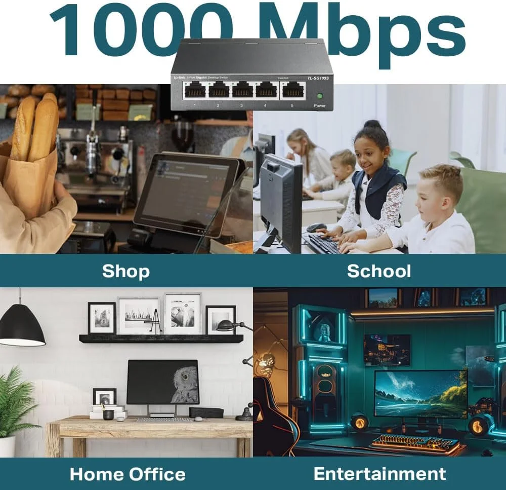 سوییچ شبکه 5 پورت گیگابیتی اترنت تی پی-لینک مدل TL-SG105S، اسپلیتر اترنت، هاب، قابل نصب روی میز و دیوار، بدنه فلزی مقاوم، بدون فن، نصب آسان، صرفه جویی در انرژی سوییچ شبکه 5 پورت گیگابیتی اترنت تی پی-لینک مدل TL-SG105S، اسپلیتر اترنت، هاب، قابل نصب روی میز و دیوار، بدنه فلزی مقاوم، بدون فن، نصب آسان، صرفه جویی در انرژی