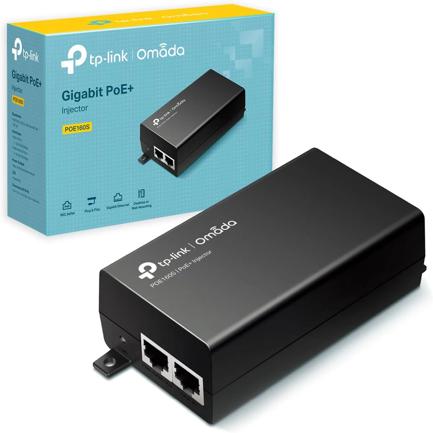 تزریق کننده گیگابیتی PoE تی‌پی‌لینک 802.3at/af | آداپتور غیر PoE به PoE | تامین PoE (15.4W) یا PoE+ (30W) | اتصال و پخش | نصب رومیزی/دیواری | فاصله تا 100 متر (PoE160S)
