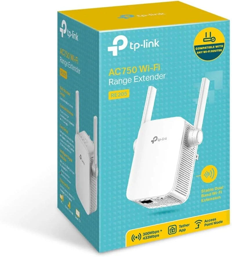 تقویت کننده محدوده وای فای TP-Link AC750 با 2 آنتن خارجی (RE205) تقویت کننده محدوده وای فای TP-Link AC750 با 2 آنتن خارجی (RE205)