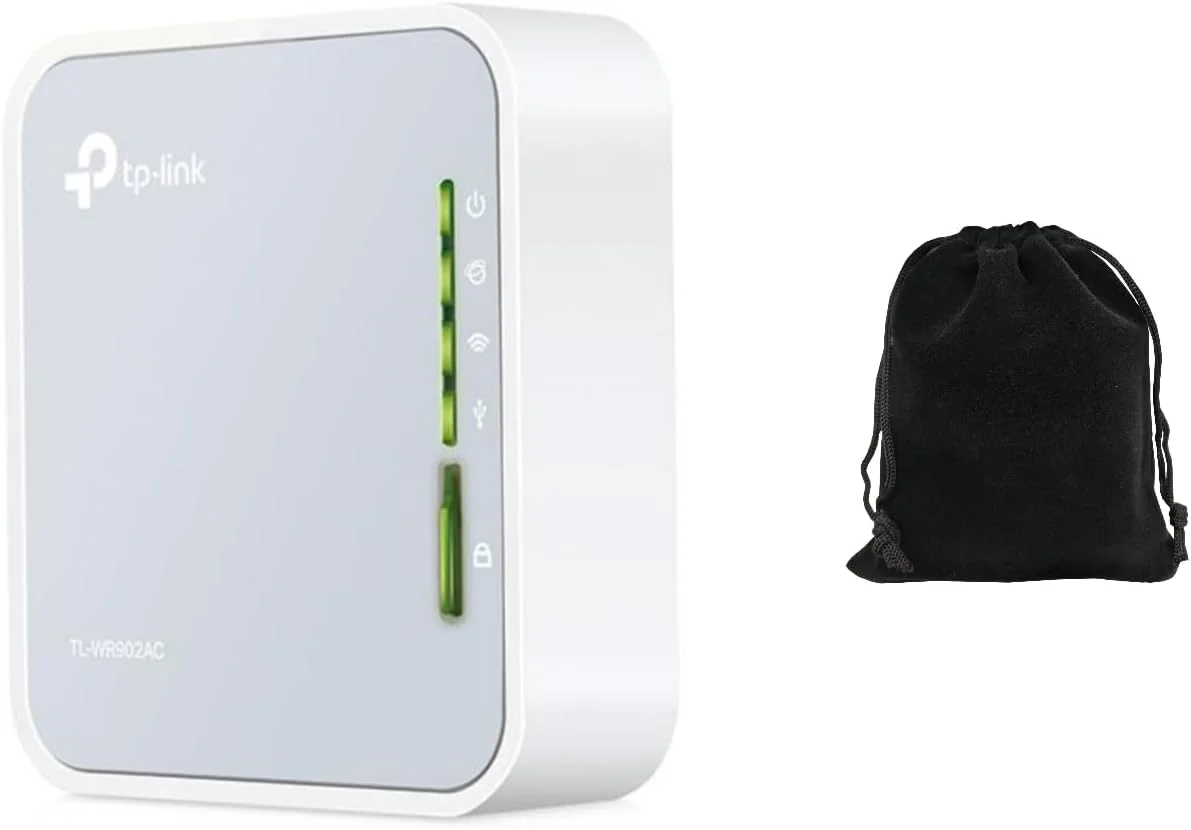 روتر مسافرتی بی سیم TP-Link AC750 مدل TL-WR902AC – دو بانده 2.4GHz/5GHz Wi-Fi، طراحی نانو قابل حمل، اشتراک گذاری فایل و شارژ USB، حالت های متعدد: روتر/هات اسپات/تقویت کننده/AP، شامل کیف مسافرتی