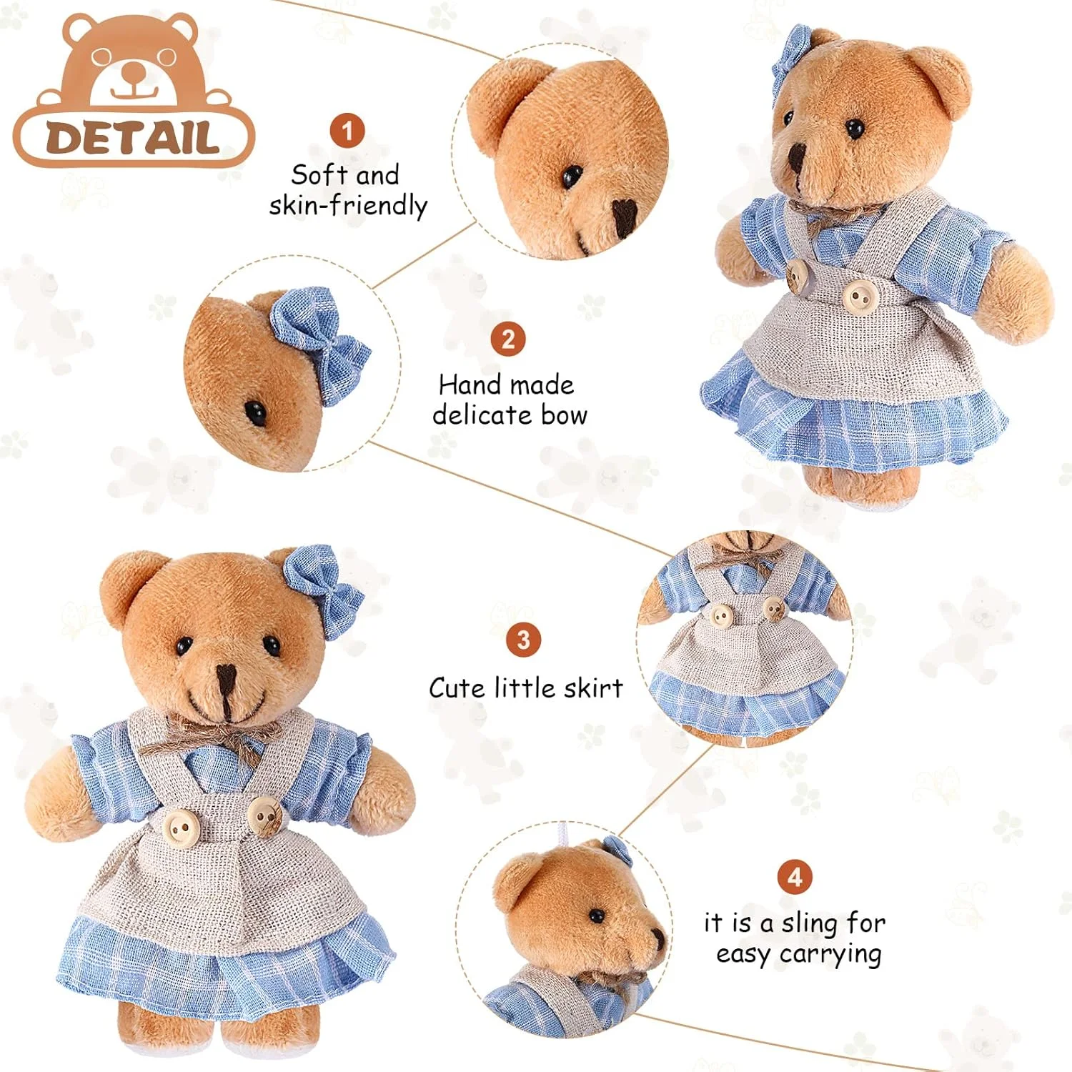 اسکایلیتی 12 عدد مینی خرس عروسکی، خرس های زوج مینی با لباس های گونی، اسباب بازی های خرس کوچک برای تزئینات تولد عروسی لوازم مهمانی کریسمس (آبی، سفید، سبک زیبا) اسکایلیتی 12 عدد مینی خرس عروسکی، خرس های زوج مینی با لباس های گونی، اسباب بازی های خرس کوچک برای تزئینات تولد عروسی لوازم مهمانی کریسمس (آبی، سفید، سبک زیبا)