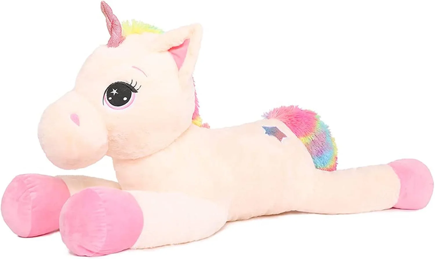 اسباب بازی یونیکورن 80 سانتی متری، عروسک پولیشی بزرگ یونیکورن، رنگ بژ، بالش نرم و بزرگ برای تزئینات تولد با تم یونیکورن اسباب بازی یونیکورن 80 سانتی متری، عروسک پولیشی بزرگ یونیکورن، رنگ بژ، بالش نرم و بزرگ برای تزئینات تولد با تم یونیکورن