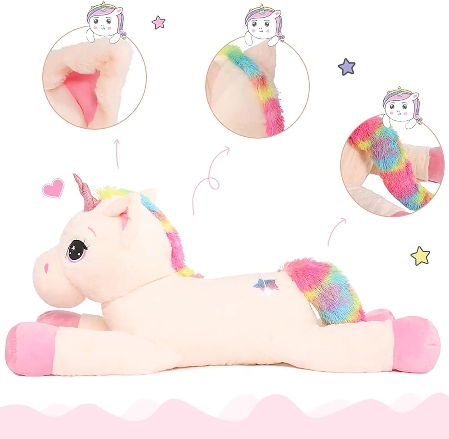 اسباب بازی یونیکورن 80 سانتی متری، عروسک پولیشی بزرگ یونیکورن، رنگ بژ، بالش نرم و بزرگ برای تزئینات تولد با تم یونیکورن اسباب بازی یونیکورن 80 سانتی متری، عروسک پولیشی بزرگ یونیکورن، رنگ بژ، بالش نرم و بزرگ برای تزئینات تولد با تم یونیکورن