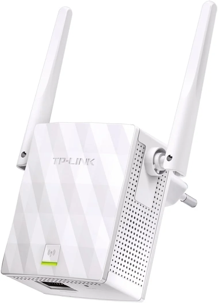 تقویت کننده برد جهانی تی پی-لینک N300، توسعه دهنده پهنای باند/Wi-Fi، تقویت کننده/هات اسپات Wi-Fi با 1 پورت اترنت و 2 آنتن خارجی، Plug and Play، حالت Access Point داخلی، دوشاخه UK (TL-WA855RE)