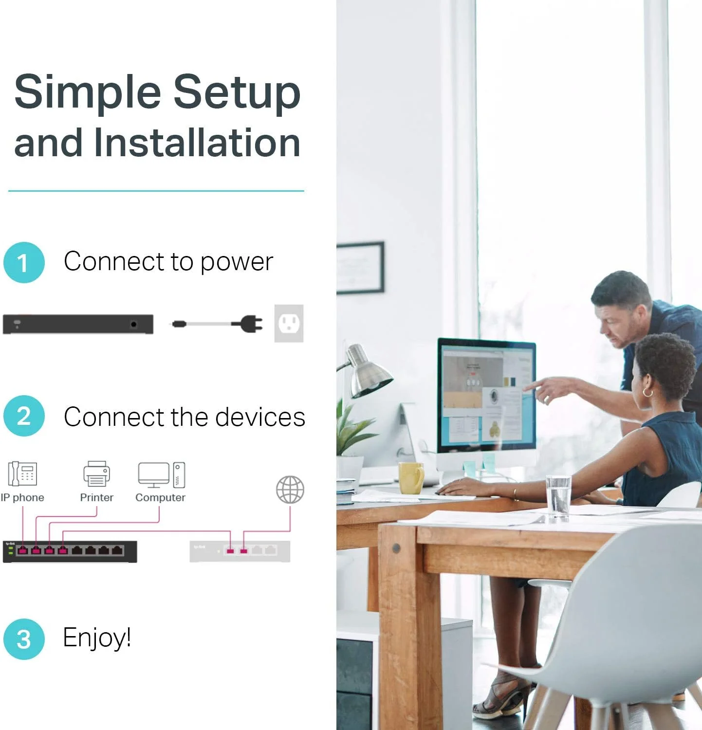 سوئیچ 8 پورت گیگابیتی PoE تی پی-لینک مدل TL-SG1008MP با 8 پورت PoE+ @153W، قابلیت نصب در رک، Plug & Play، بدنه فلزی مقاوم، پورت های محافظت شده و حفاظت از اضافه بار با اولویت پورت