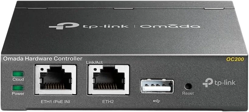 کنترلر سخت افزاری TP-Link OC200 Omada، مدیریت متمرکز شبکه، سرویس ابری رایگان، استفاده آسان از برنامه Omada، خاکستری