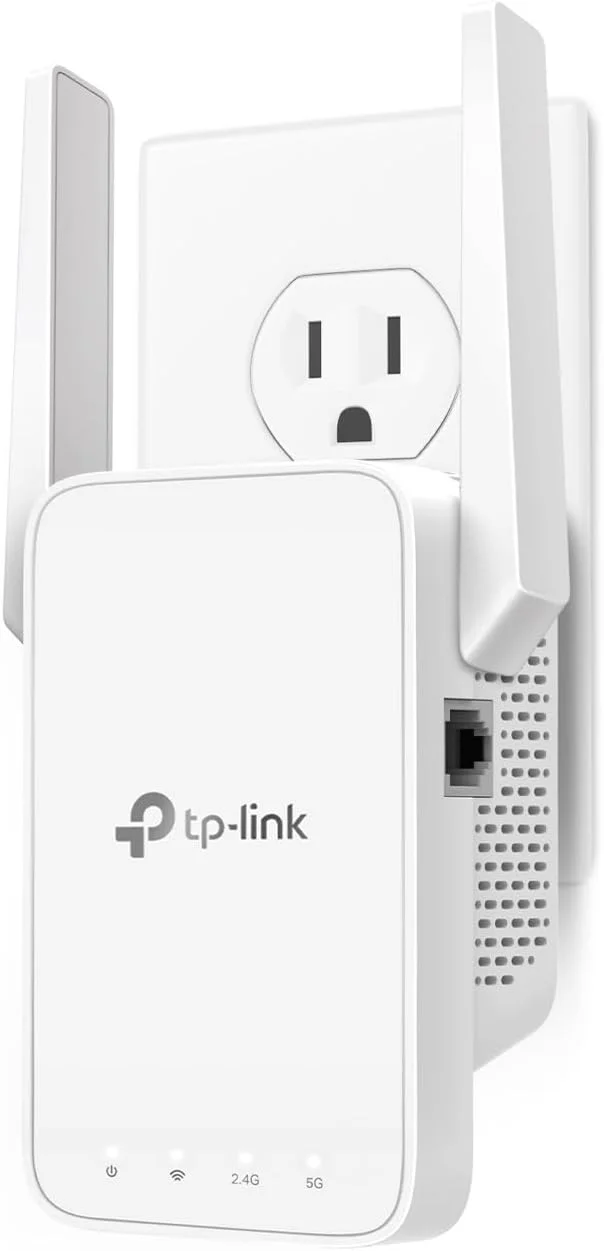 تقویت کننده وای فای TP-Link AC1200، بهترین تقویت کننده وای فای از نگاه Wirecutter در سال 2024، تقویت کننده سیگنال خانگی 1.2 گیگابیت بر ثانیه، دو بانده 5 گیگاهرتز/2.4 گیگاهرتز، پوشش تا 1500 فوت مربع و 30 دستگاه، پشتیبانی از Onemesh، یک پورت اترنت (RE315)